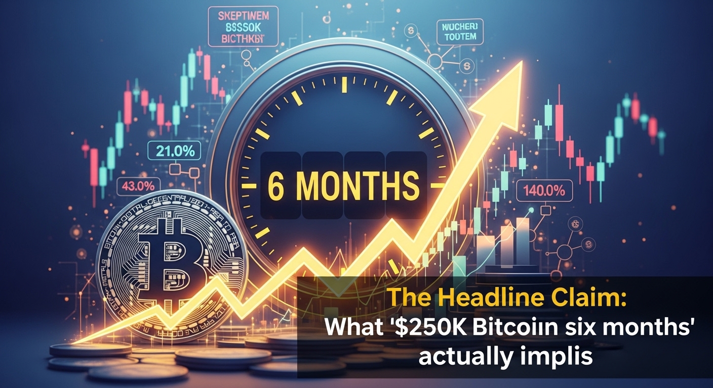 The headline claim What “$250K Bitcoin in six months” actually implies