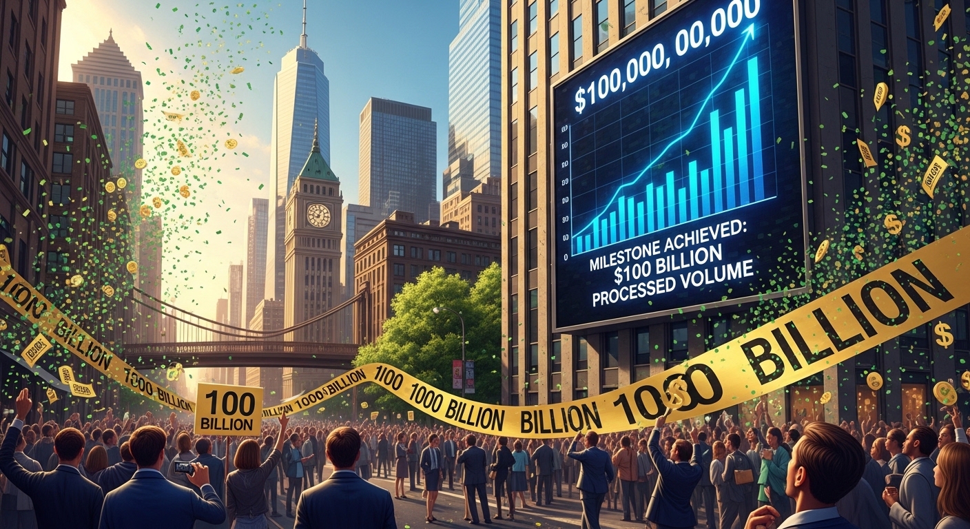 Significance of surpassing $100 billion in processed volume